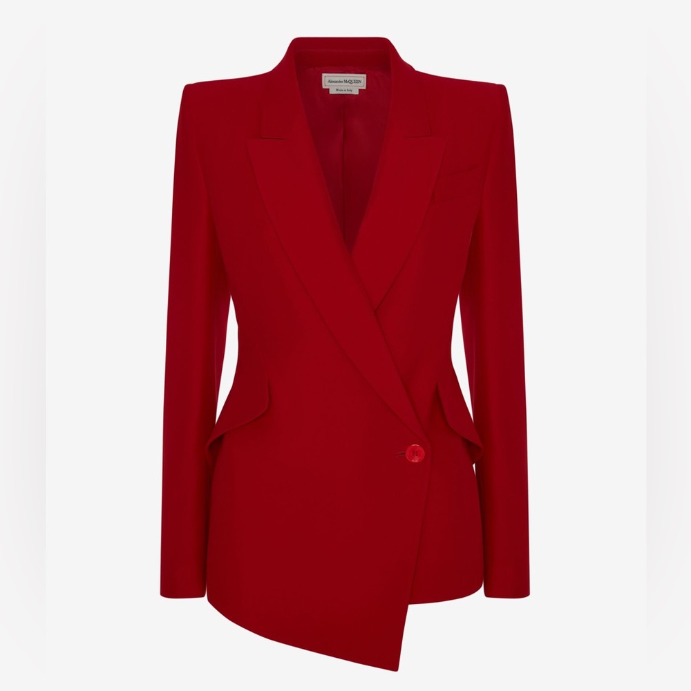 Alexander McQueen Women's Leaf Crepe Drop Hem Jacket in Welsh Red